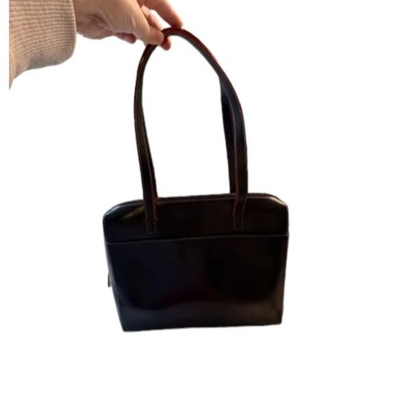 Lodis Audrey Black Leather Zip Tote with Organizer – Red Trim display picture 3